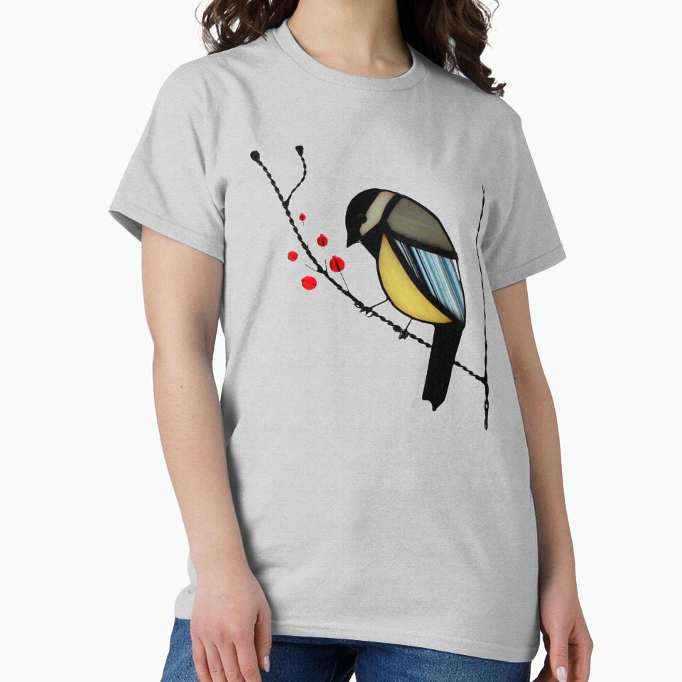 STAINED GLASS WINDOW DESIGN CHICKADEE by THE AMERICAN TEEVANGELIST