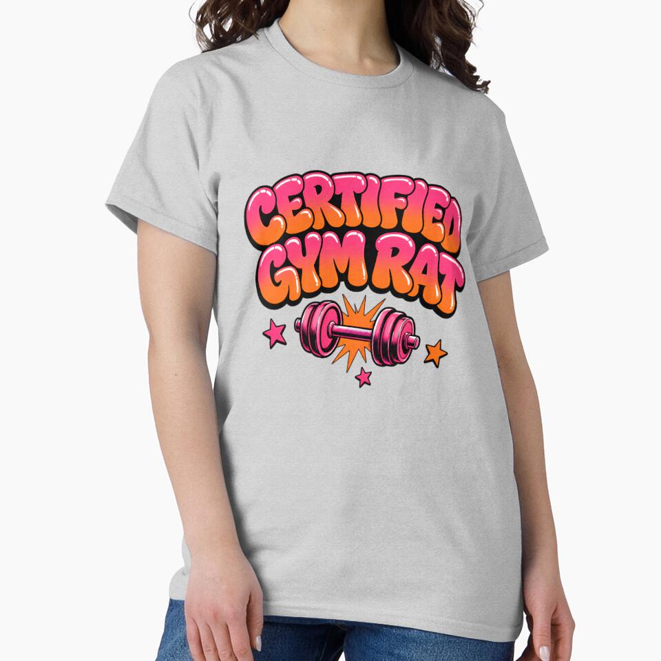 Certified Gym Rat Y2K Bubble Letter Fitness Graphic Tee by Print Finds