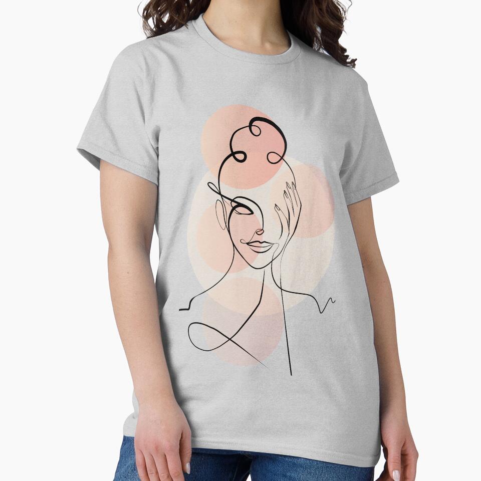 Single Line Face Art, Woman One Line Drawing by Space Sense