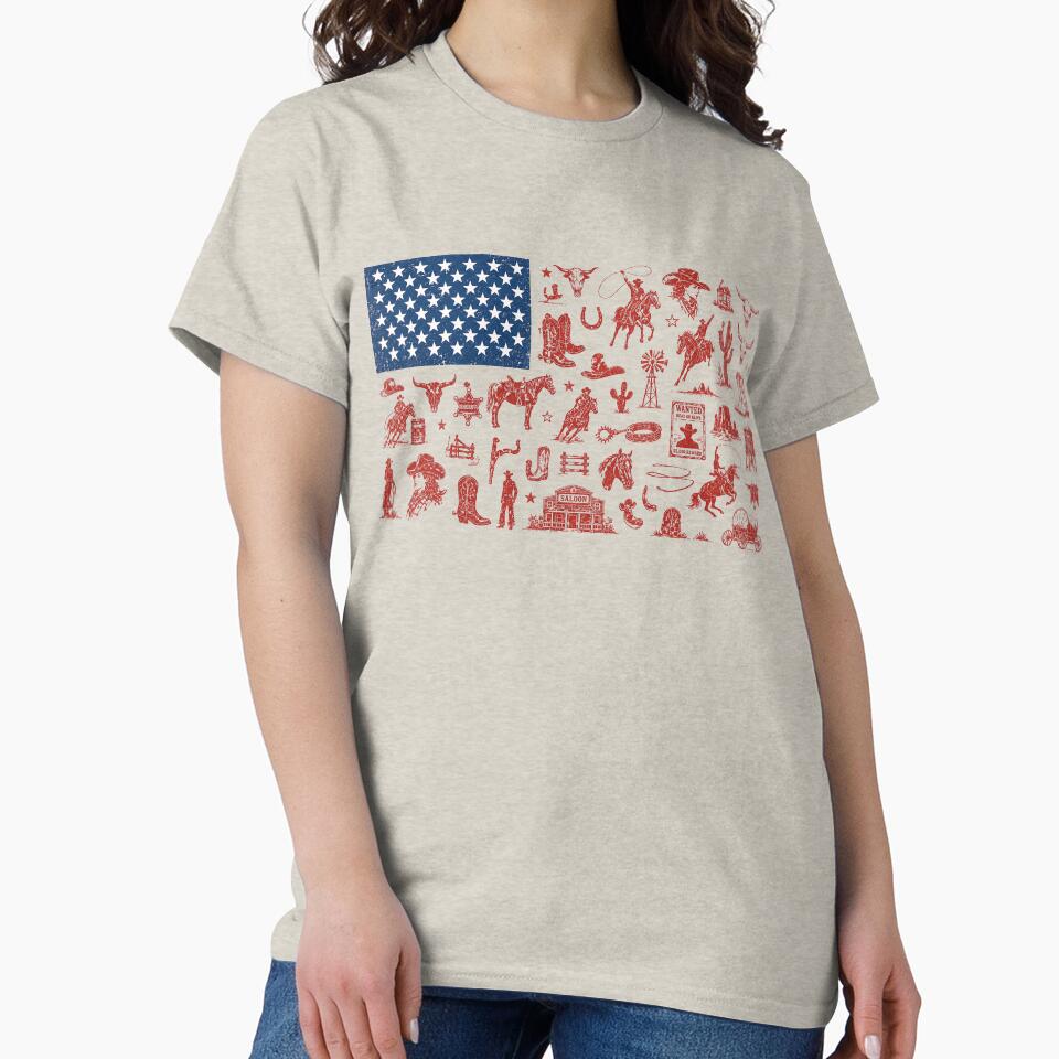 Western Patriotic Rodeo  Trendy 250 Years USA Flag by SjoyStudio