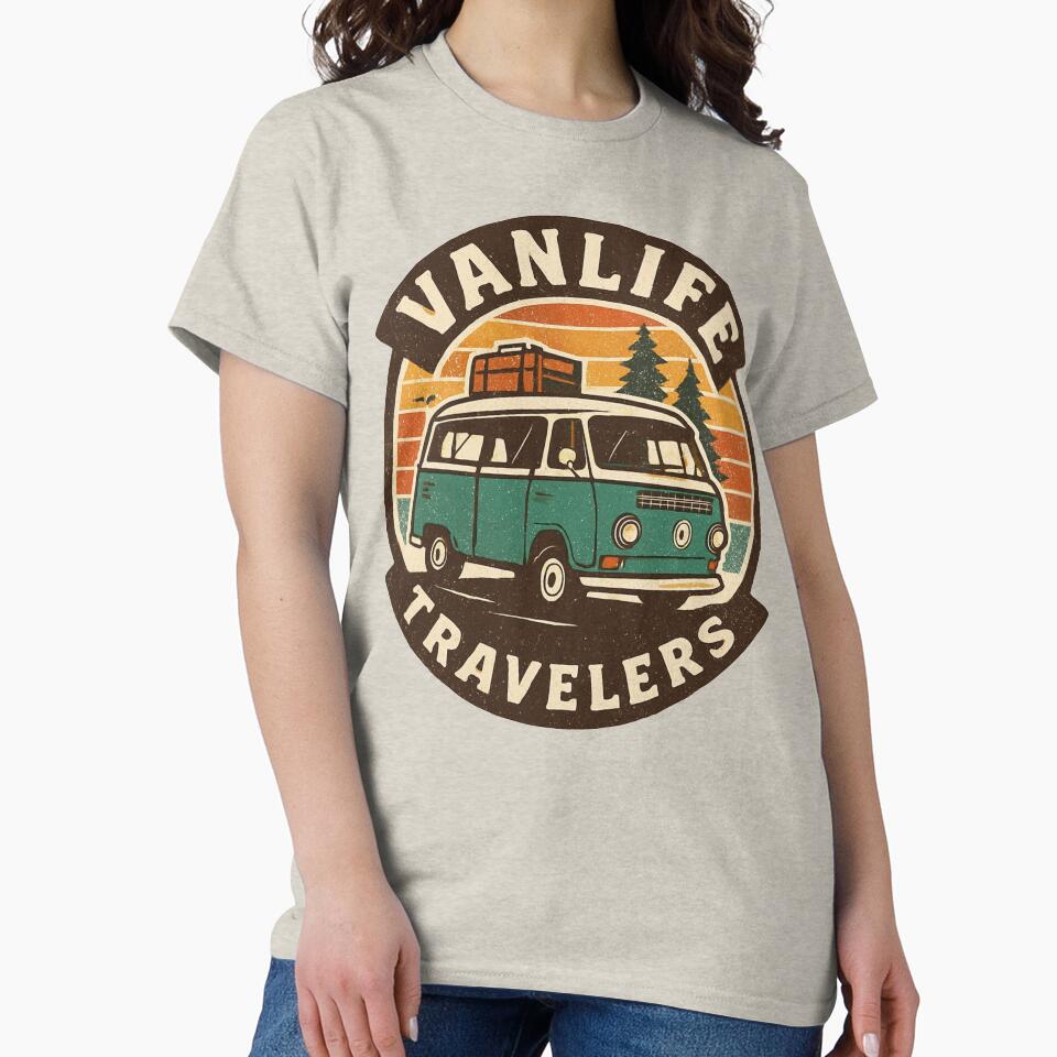 Van Life Travelers Vintage Retro Badge - Outdoor Adventure Art by TSE DESIGN
