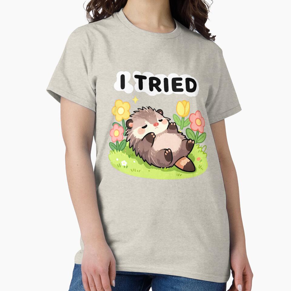 I Tried Opossum – Relatable Burnout Meme Cute Animal Sticker by AnimalAirtistry