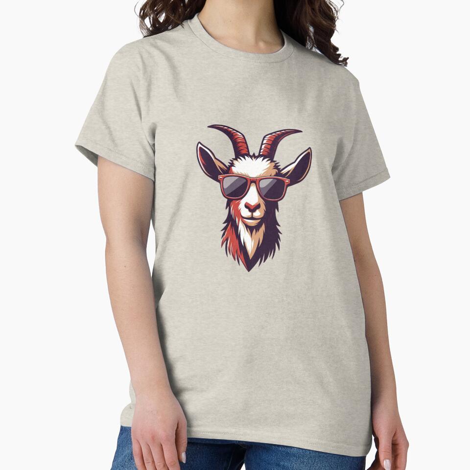 Cool Goat with Sunglasses - Funny Farm Animal Retro Art by gkhanco