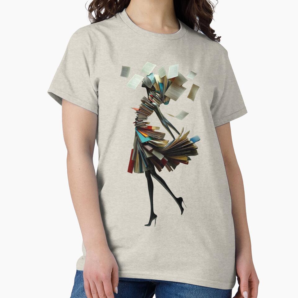 Book Dress Woman Art  Surreal Literary Fashion Illustration for Book Lovers by Quite mind
