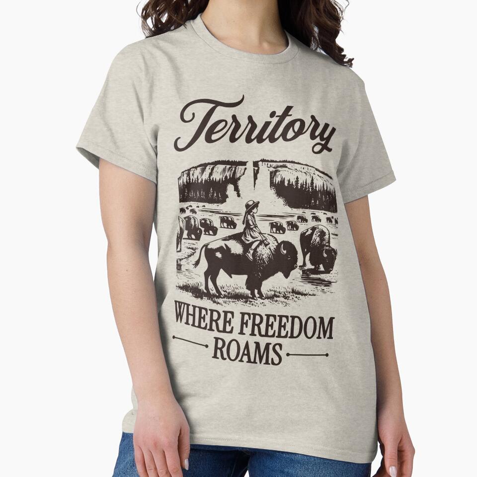 Bison Territory Western Shirt, Vintage Cowboy Buffalo Tee, Wild West Graphic T-Shirt, Freedom Roams Nature Shirt by TeeVerse27