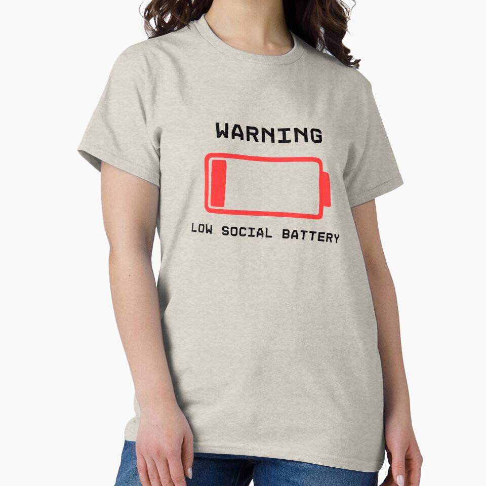 Warning- Low Social Battery (black lettering) Introvert by coodoosandco