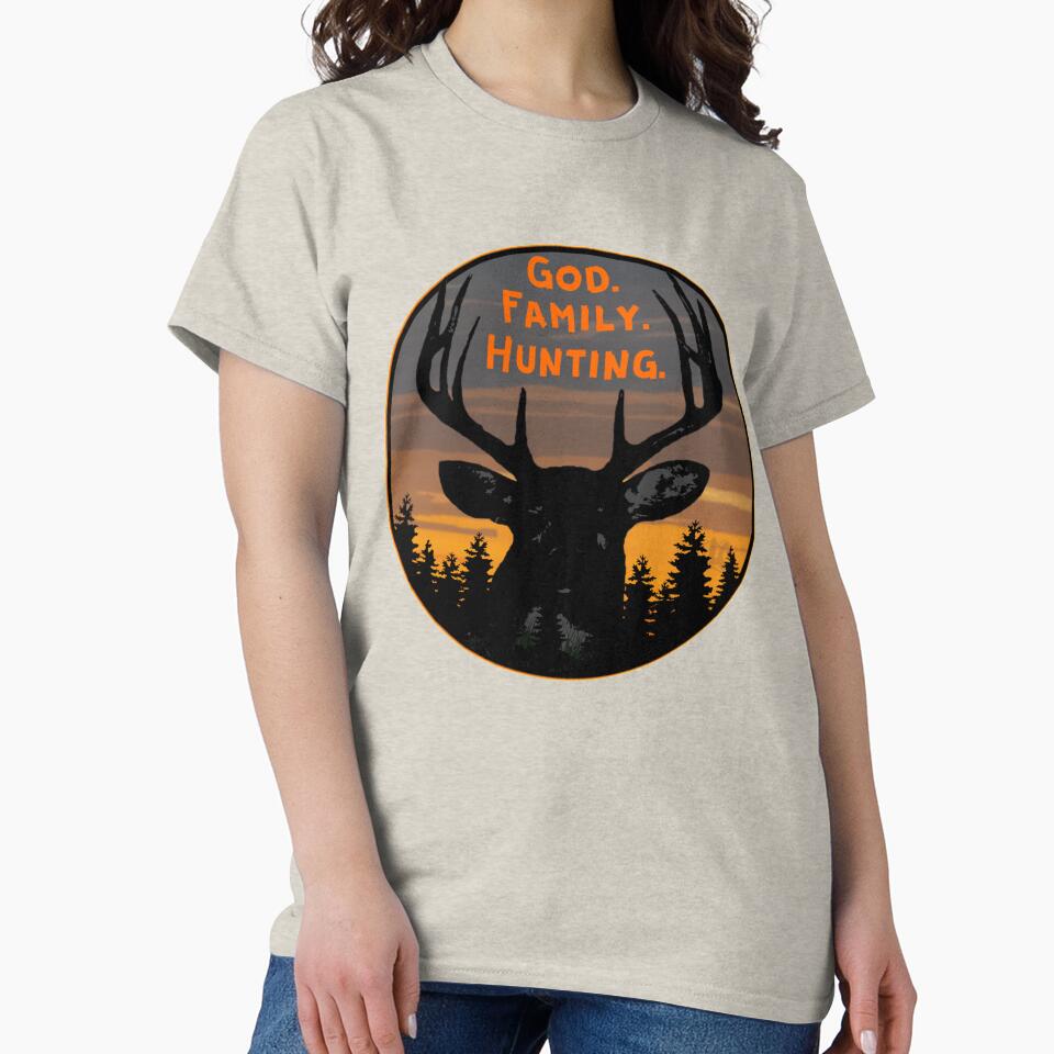 Retro Deer Hunting Design, God Family Hunting by LifeCrush