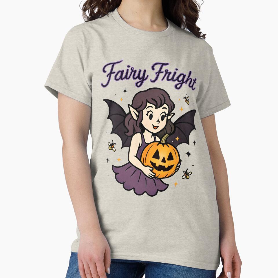 Fairy Fright Cute Gothic Fairy Halloween Pun Design by Dantin