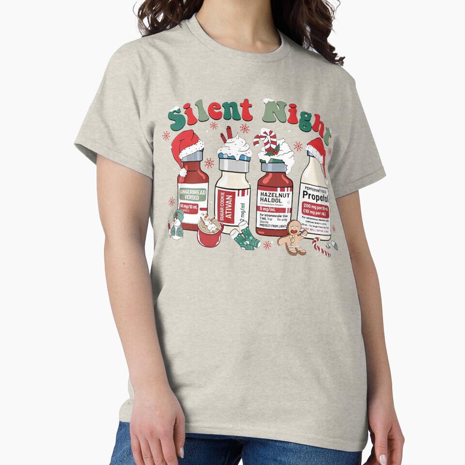 Silent Night Christmas, Christmas Nurse Shirt, Medical Christmas, ICU Nurse Christmas Tee, Nurse Holiday by TiaraHans