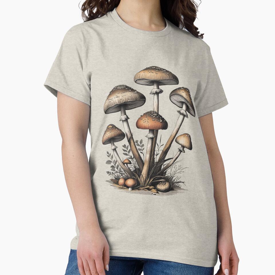 Vintage Mushroom Cluster – Botanical Forest Aesthetic by Almond Paper Co.