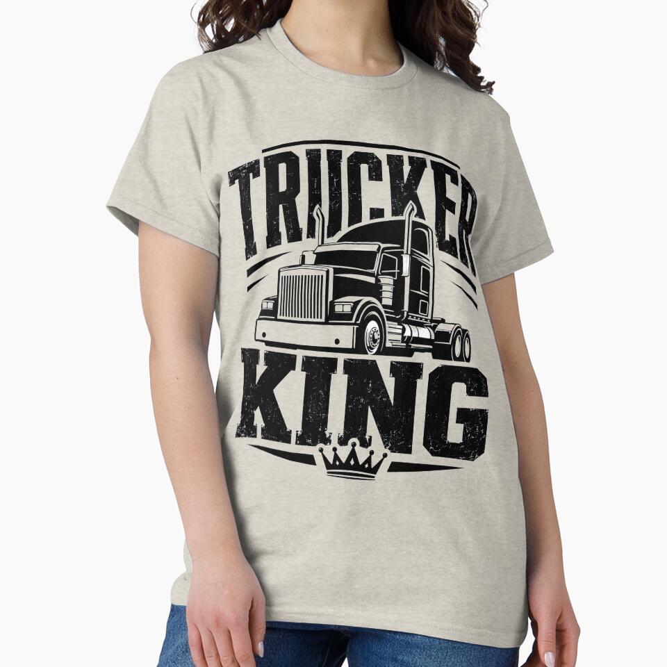 Trucker King Classic Monochrome Semi Truck - Crown Highway Graphic by Haque Designs