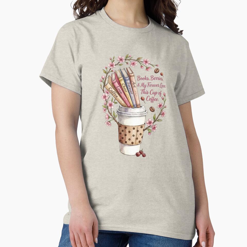 Books Berries and Coffee Forever Watercolor Art by sanorastyle