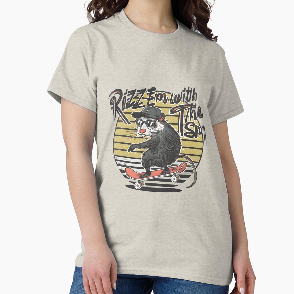 Rizz Em With The Tism Retro Vintage Opossum Meme by bluel_evin
