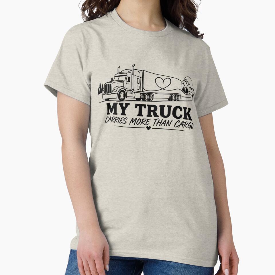 My Truck Carries More Than Cargo - Trucker Love Line Art by Haque Designs