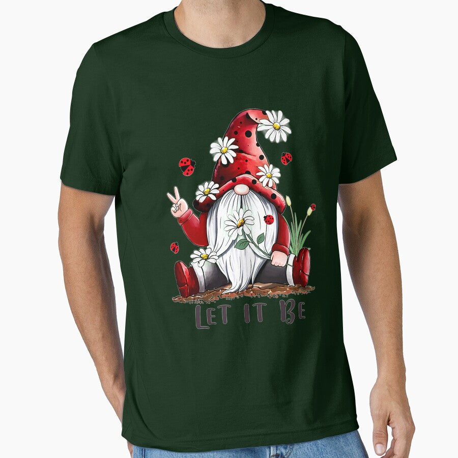 Best Gift For Xmas Floral Gnome Let It Be T-Shirt by paxue257