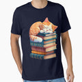 Cute Sleeping Cat on Books - Illustration by BlueSimon