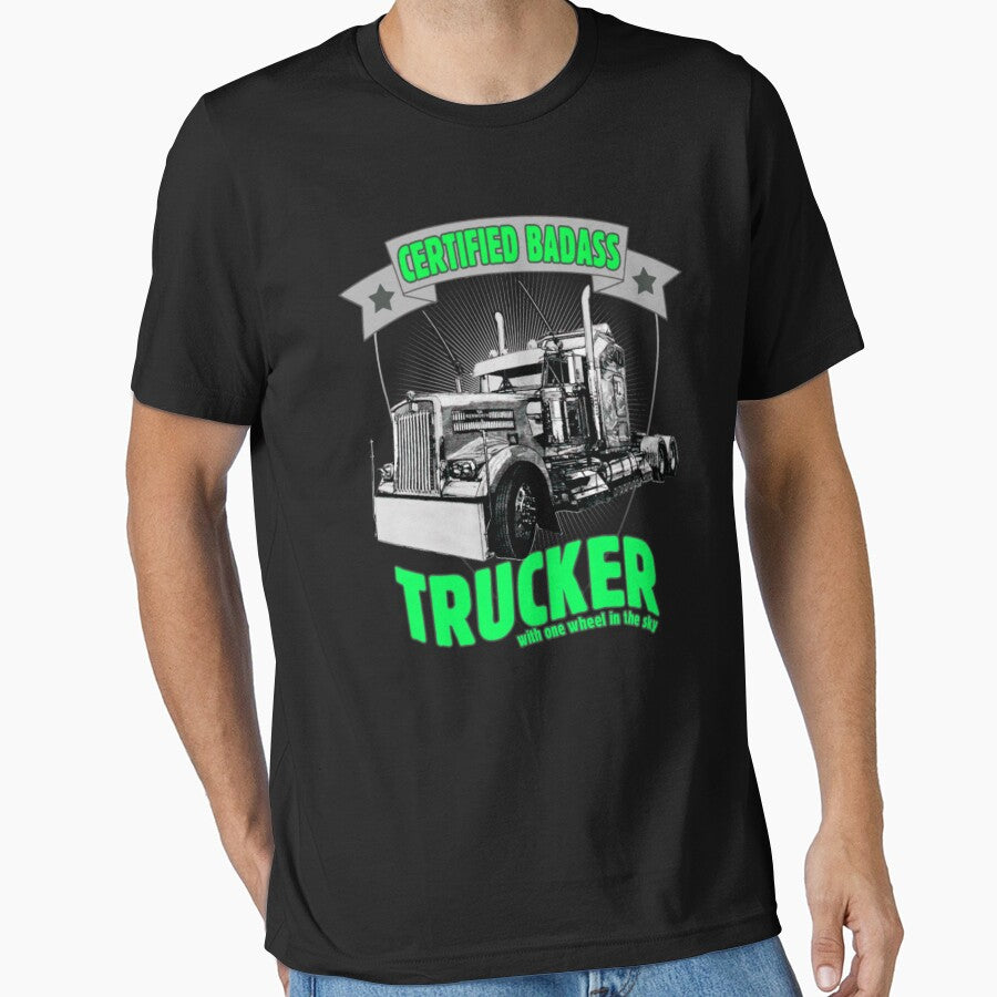Certified Badass Trucker with one wheel in the sky by aryagiri