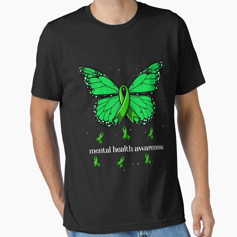 Green Ribbon Butterfly Women's Mental Health Awareness Gear by DynamicDesign
