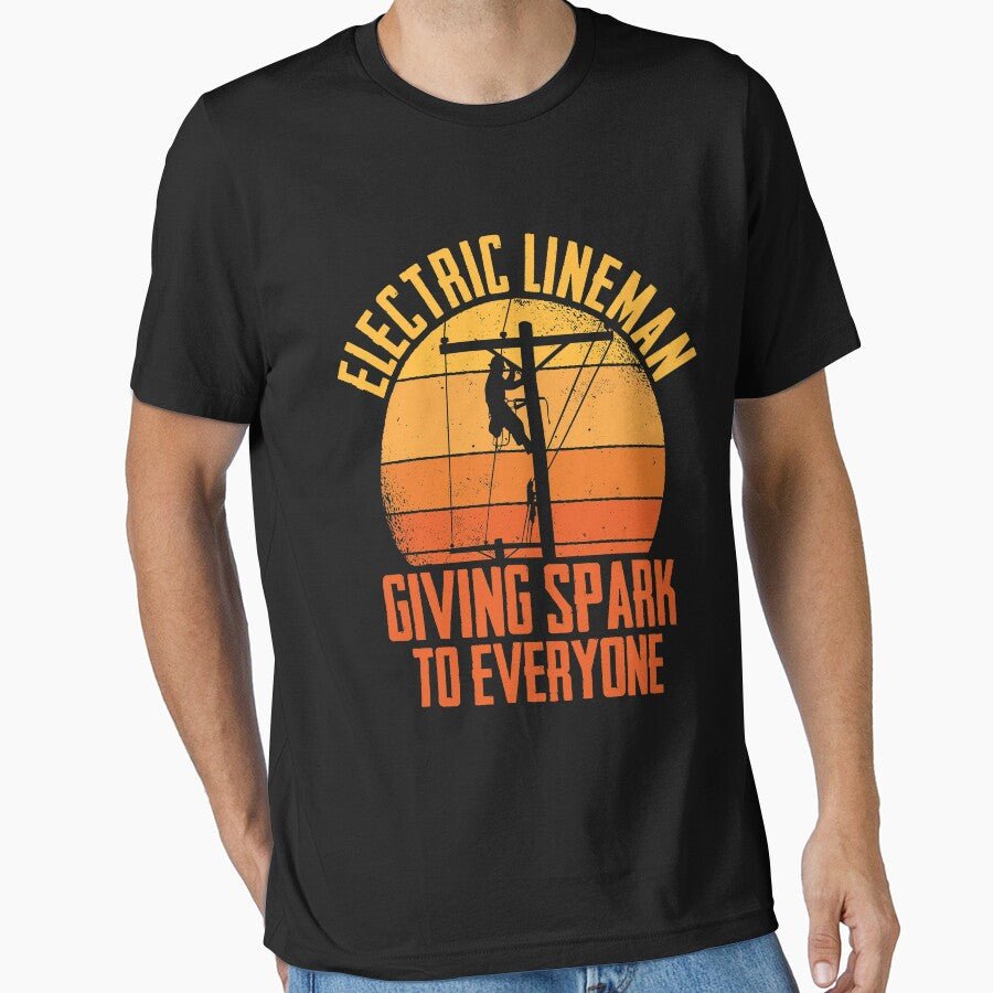 Electric Lineman Giving Spark To Everyone Lineworker by Nessshirts
