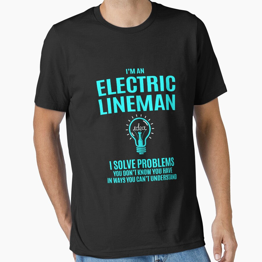 Electric Lineman T Shirt - I Solve Problems Gift Item Tee by averiarnol