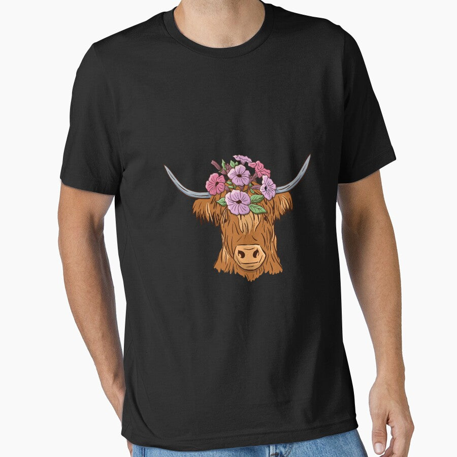 Scottish Highland Cow with Flower Crown Cute Cow Lover by Designer-Girl