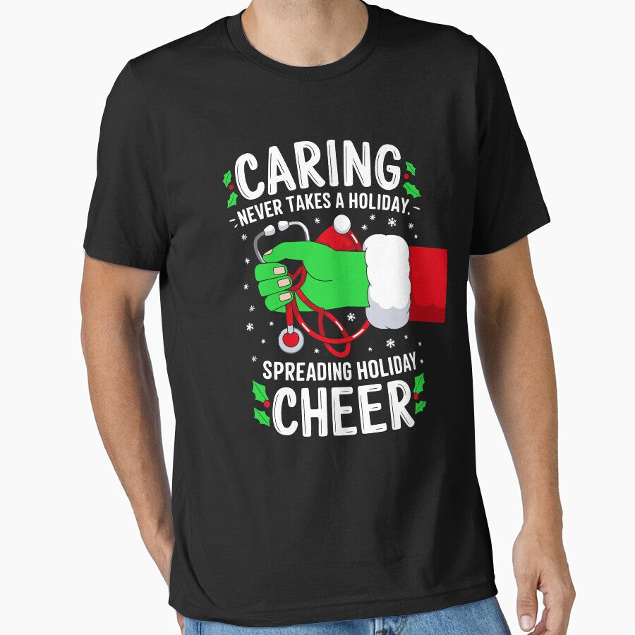 Funny Public Health Nurse Christmas with Stethoscope and Santa Sleeve by BongsEmporium
