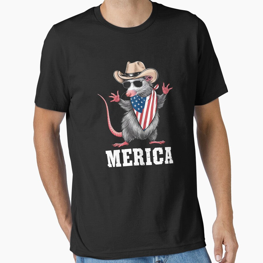 Merica Funny Opossum Patriotic USA by HeadTurningArt