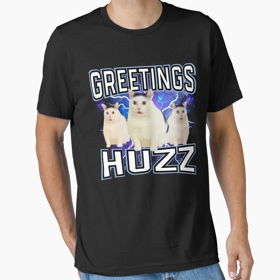 Greetings Huzz – Funny Cosmic Cat Meme by happiecatstore