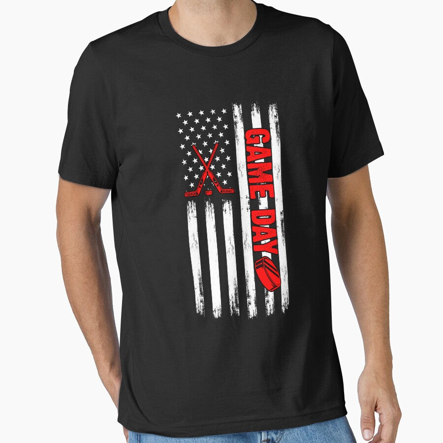 Game Day Patriotic Ice Hockey Football Fans Pride Flag by Nessshirts