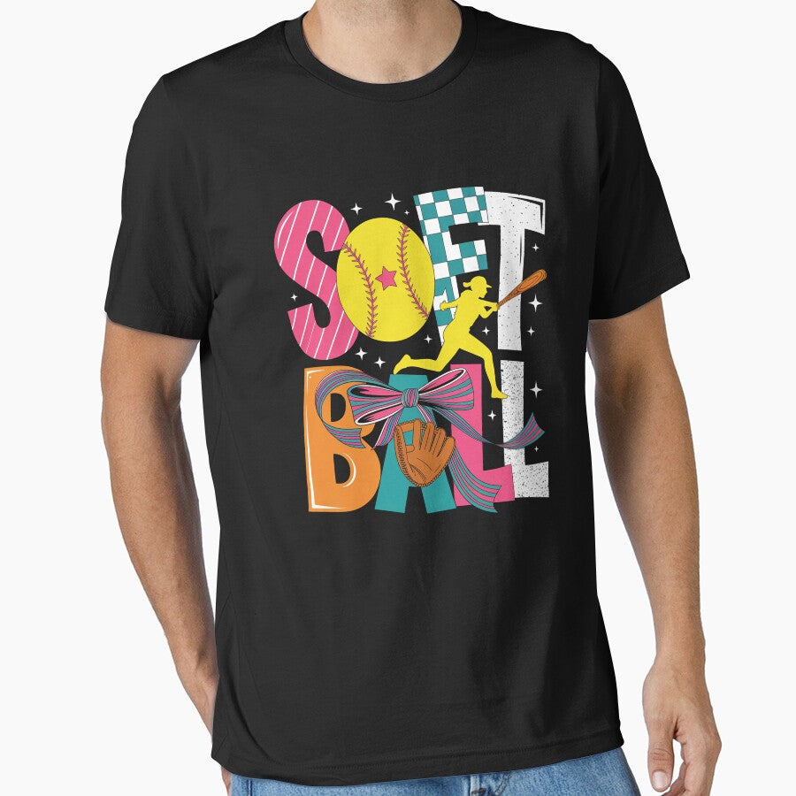 Softball Coquette Bow Game Day by RayhendersonArt