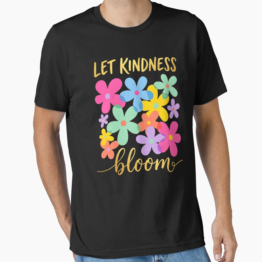 Let Kindness Bloom T-Shirt, Be Cool Be Kind Retro Flower Shirt, Inspiration Women Shirt, Aesthetic Floral Kindness by THREE LITTLE BEANS