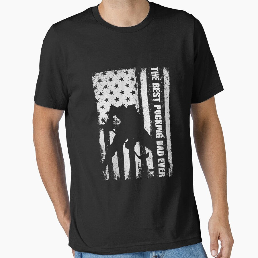 The Best Pucking Dad Ever Flag- Hockey Gift Tee shirt by fabianggbqd06
