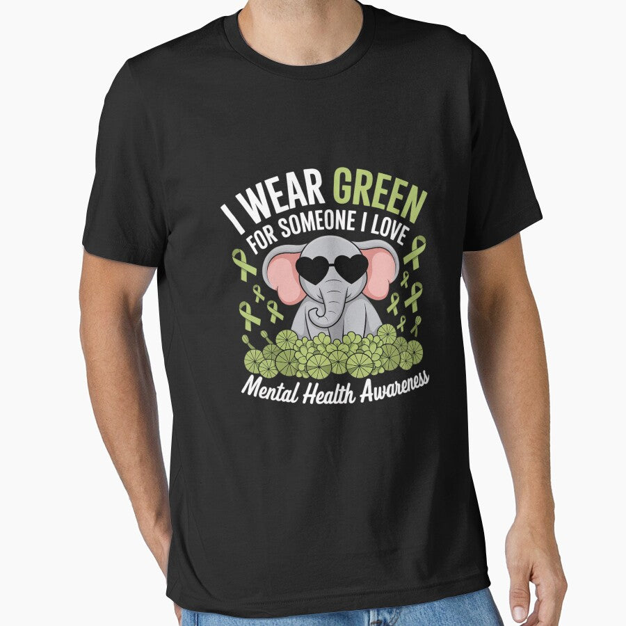 Womens I Wear Green For Someone I love Awareness Mental Health by Jadiantukora
