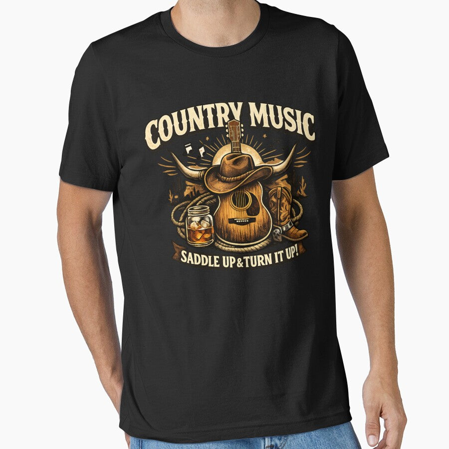 Country Music Cowboy Vintage - Western Guitar Saddle Up by SidTastic