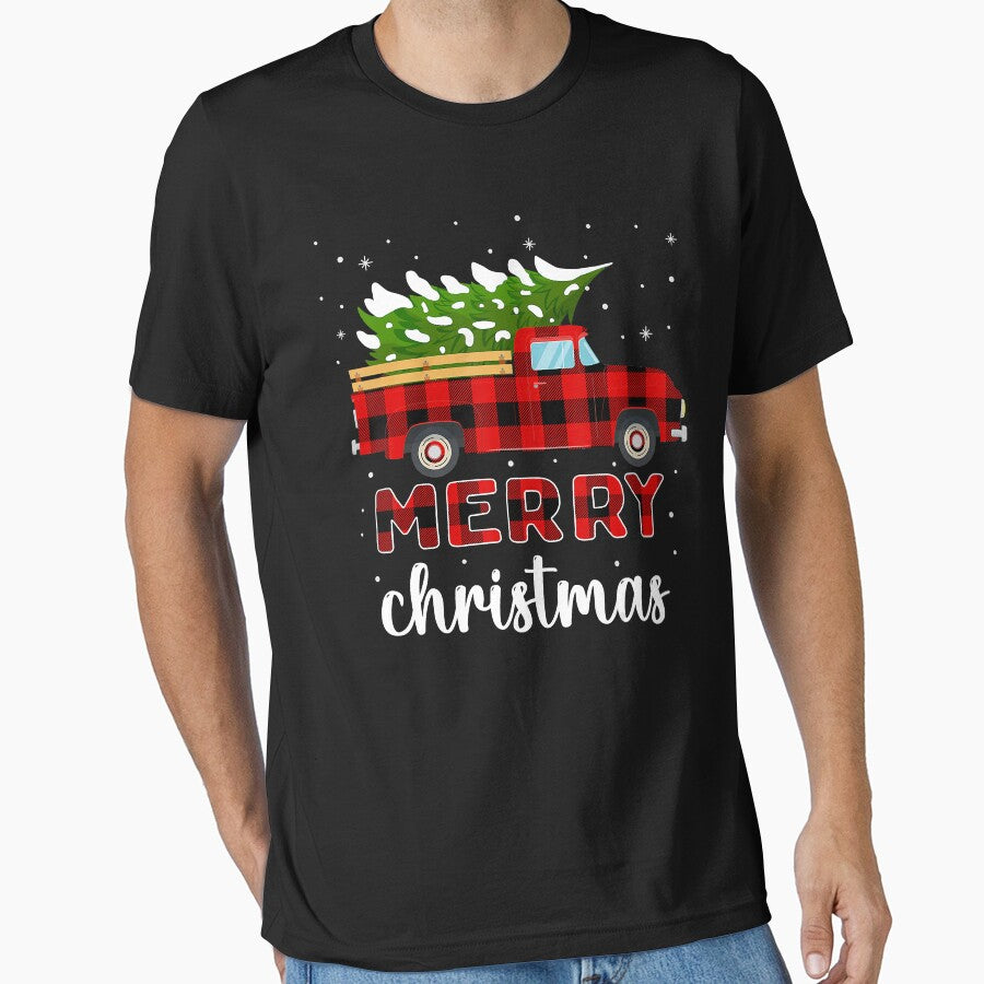 Merry Christmas Buffalo Truck Tree Red Plaid For Men Women by BrandyBare