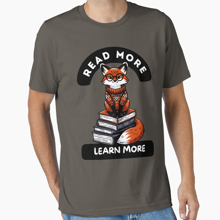 Fox Read Book, Read More, Learn More, Fox sticker, a book-loving fox T-shirt by Netroder