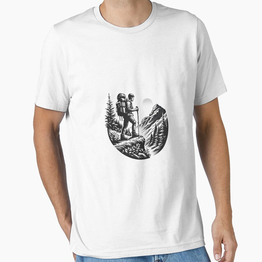 Hiker On Journey | T-Shirt, Sticker by NicolasGlowArt