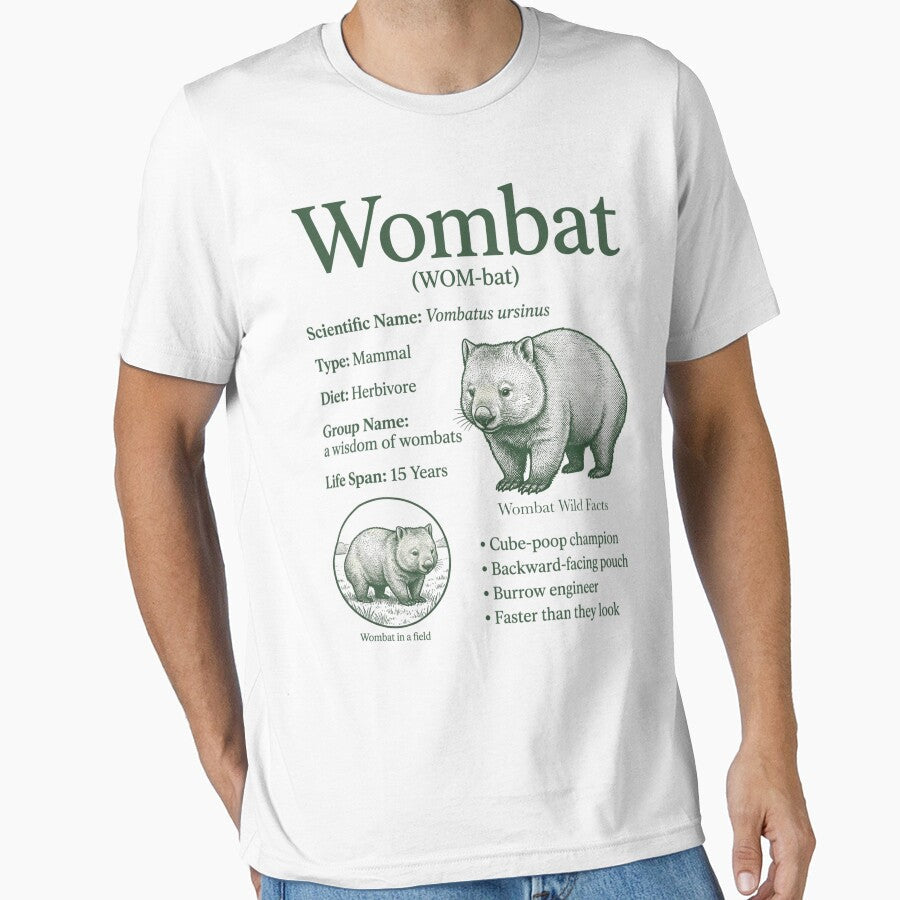 Vintage Wombat Animal Facts Retro Wildlife Biology Australian Marsupial by FreshVibe Prints