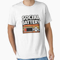 Social Battery 0% Funny Introvert Shirt, Anti Social Humor by GhostDawgs