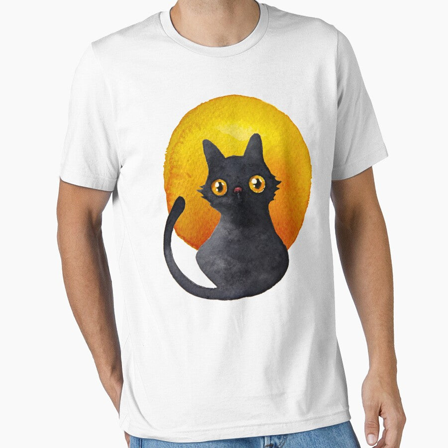 Watercolor Sunset Black Cat by zorrorojo