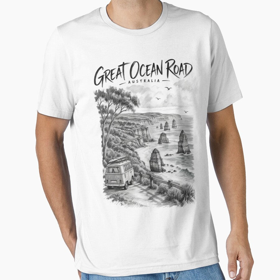 Great Ocean Road Australia Vintage Art Twelve Apostles Victoria Road Trip Surf Van by Yellowriversss