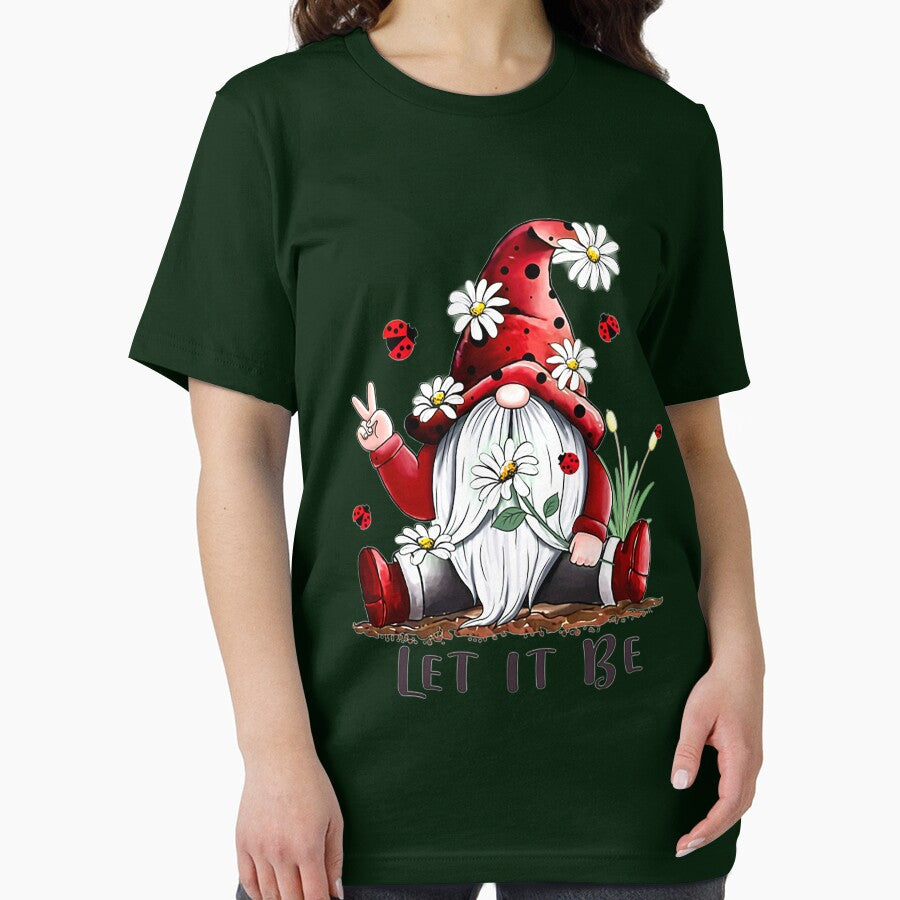 Best Gift For Xmas Floral Gnome Let It Be T-Shirt by paxue257