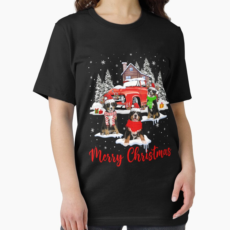 Merry Christmas Santa Reindeer Bernese Mountain With Truck by vetonisodap