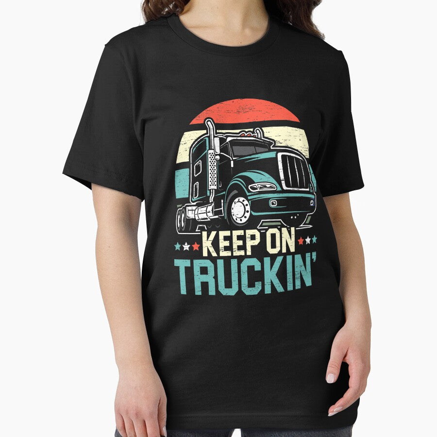 Keep On Truckin' Retro Trucker 18 Wheeler Truck Driver by GardNewerd