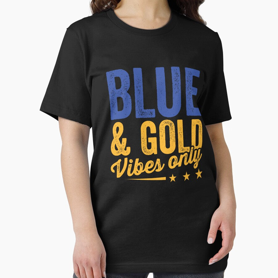 Blue And Gold Vibes Only Shirt, Game Day Group Shirt, School Football Shirt, Team Color Tee, College Sport Shirt, School Marching Band Shirt by aymob