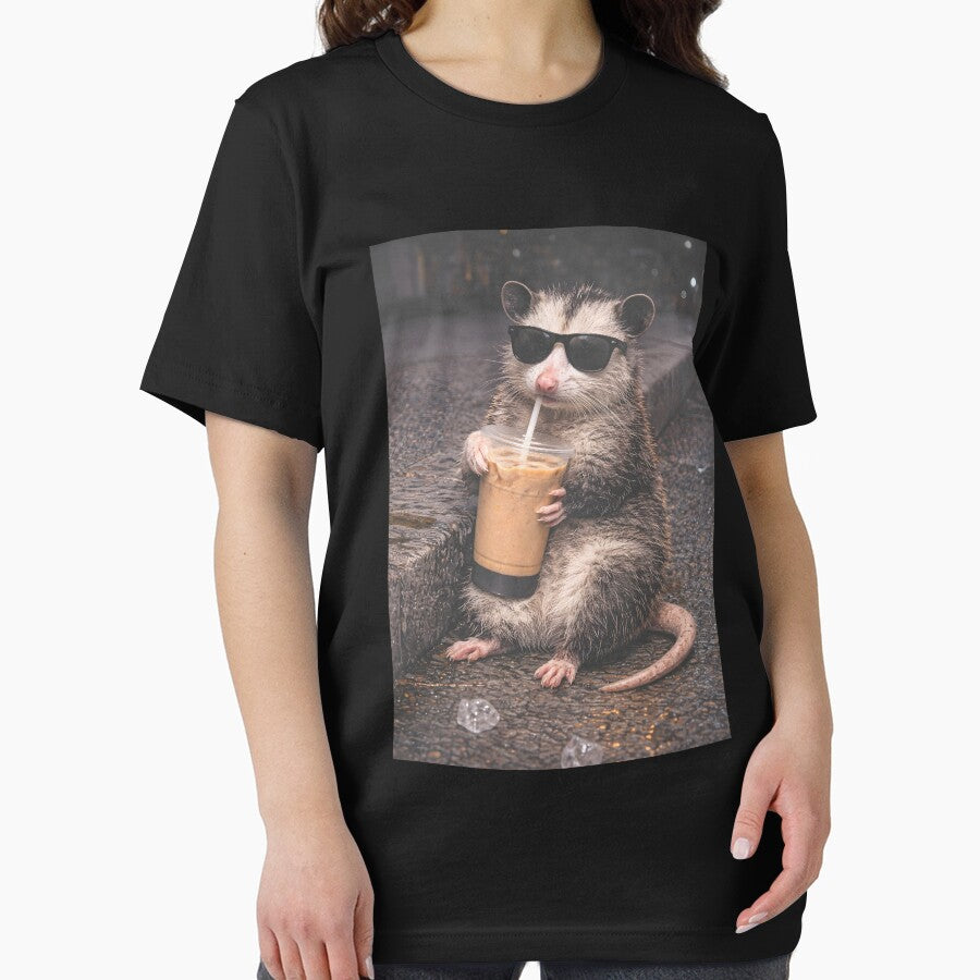 Opossum Drinking Iced Coffee by JODYSMORGAN