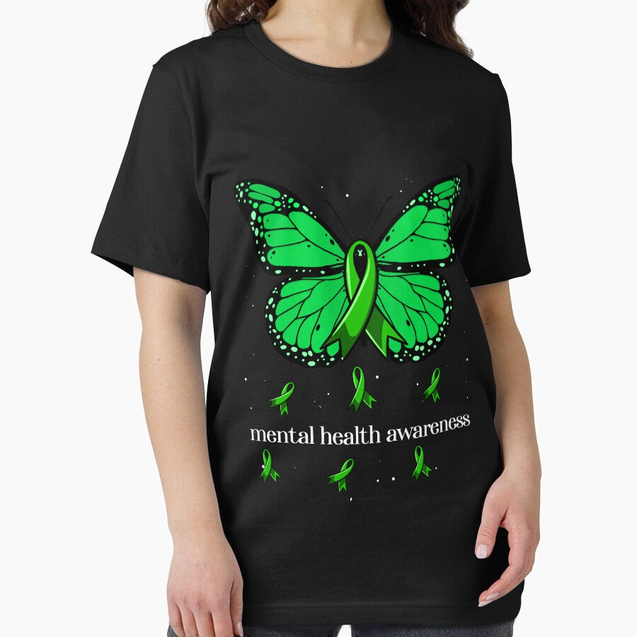 Green Ribbon Butterfly Women's Mental Health Awareness Gear by DynamicDesign