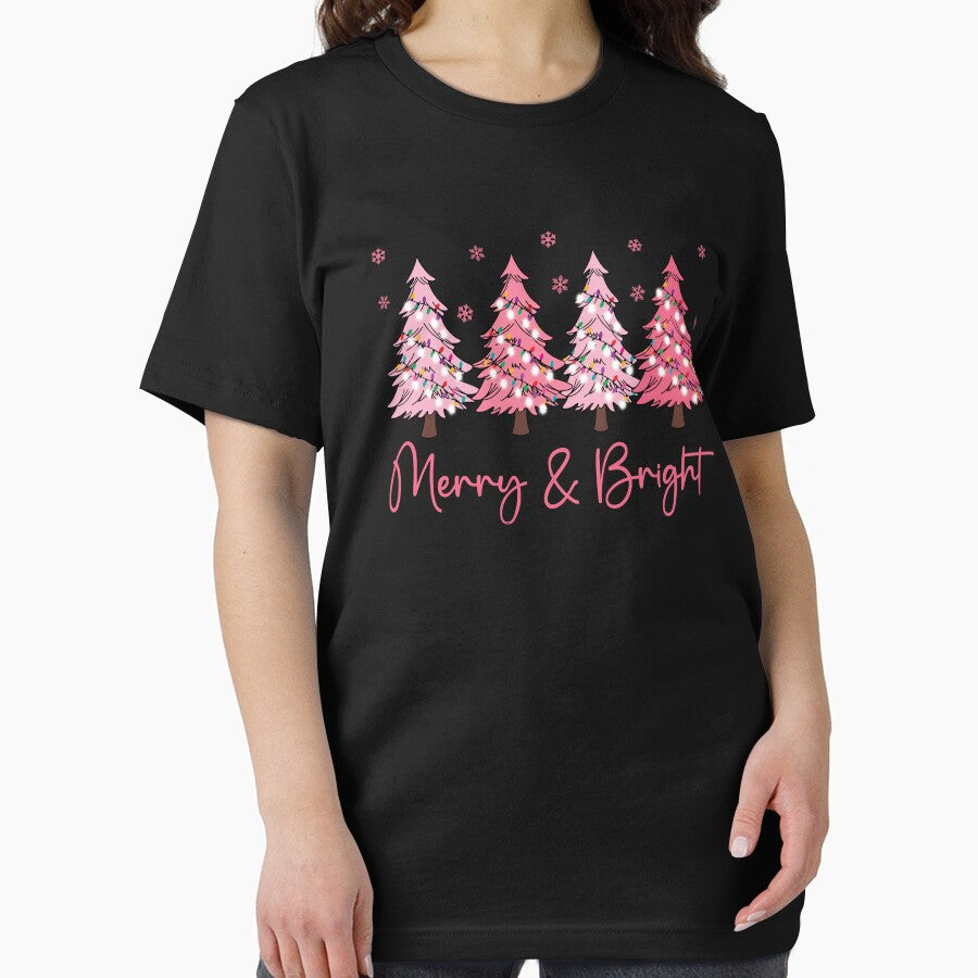 Merry And Bright Cute Pastel Christmas Trees Family Matching Holiday Graphic by Bad Kitty Designz