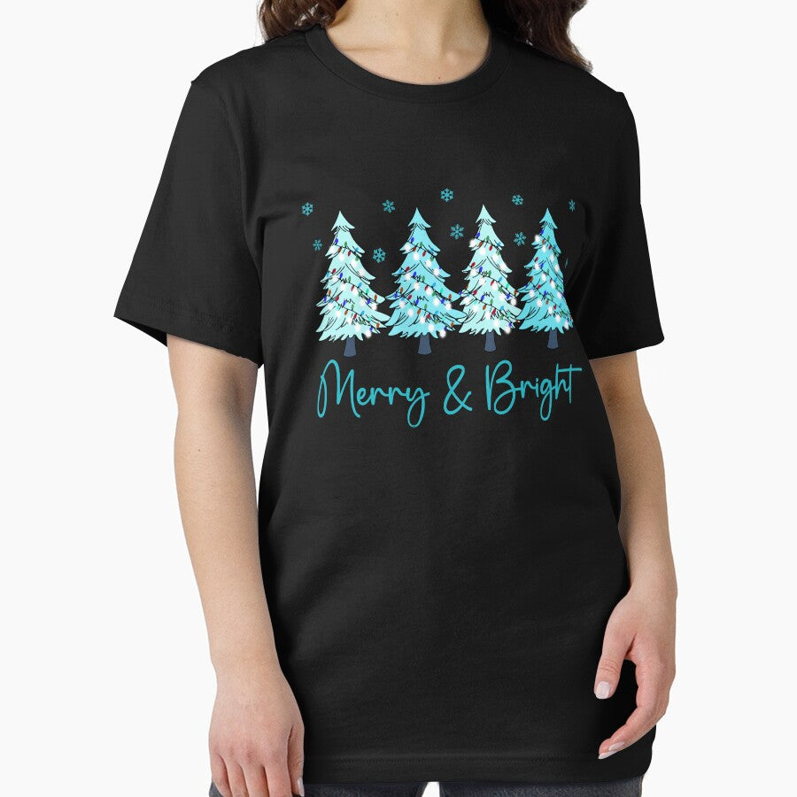 Merry And Bright Pastel Christmas Trees Family Matching Holiday Winter Graphic by Bad Kitty Designz