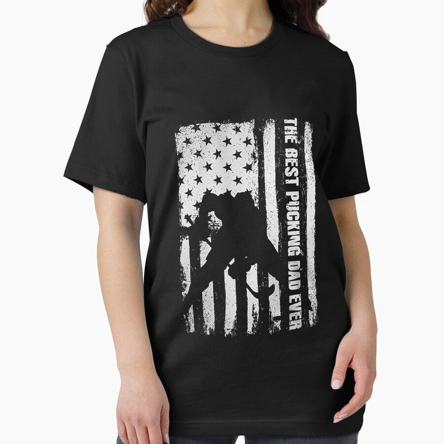 The Best Pucking Dad Ever Flag- Hockey Gift Tee shirt by fabianggbqd06